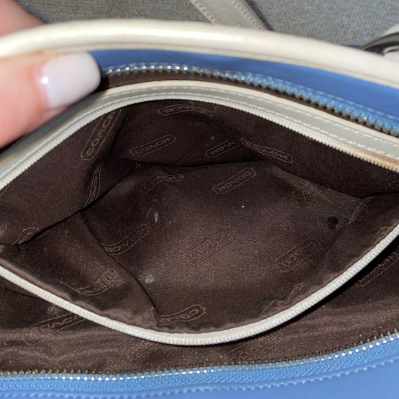 Coach Cadet Blue & Ivory Leather Satchel - Picture 12 of 14